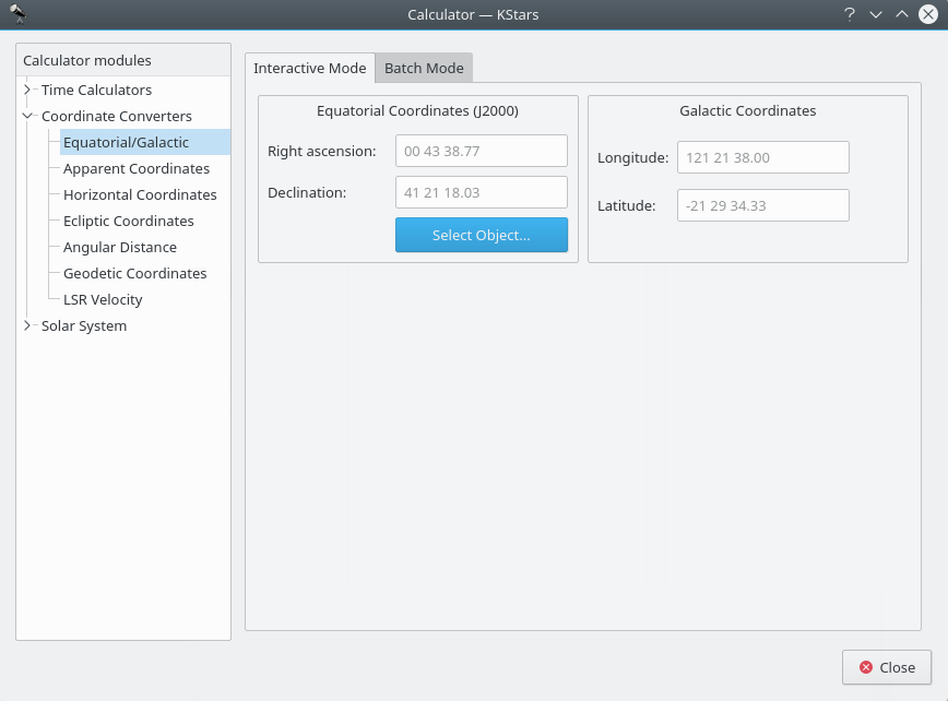 Äquatoriale/Galaktische Koordinaten