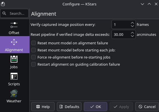 Scheduler Alignment Settings