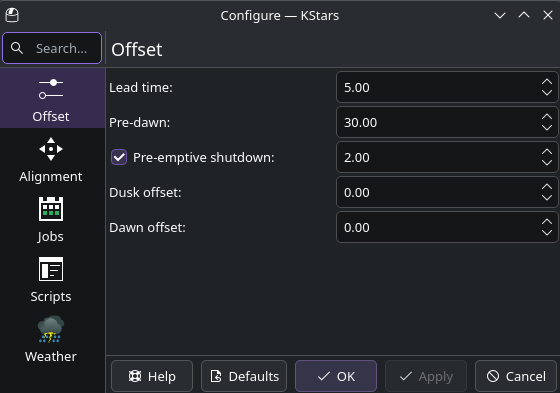 Scheduler Offset Settings