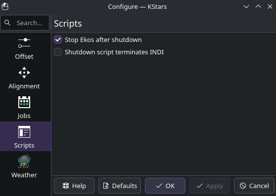 Scheduler Scripts Settings