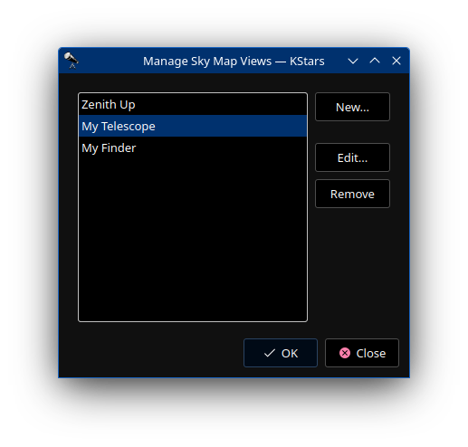 Manage Sky Map Views