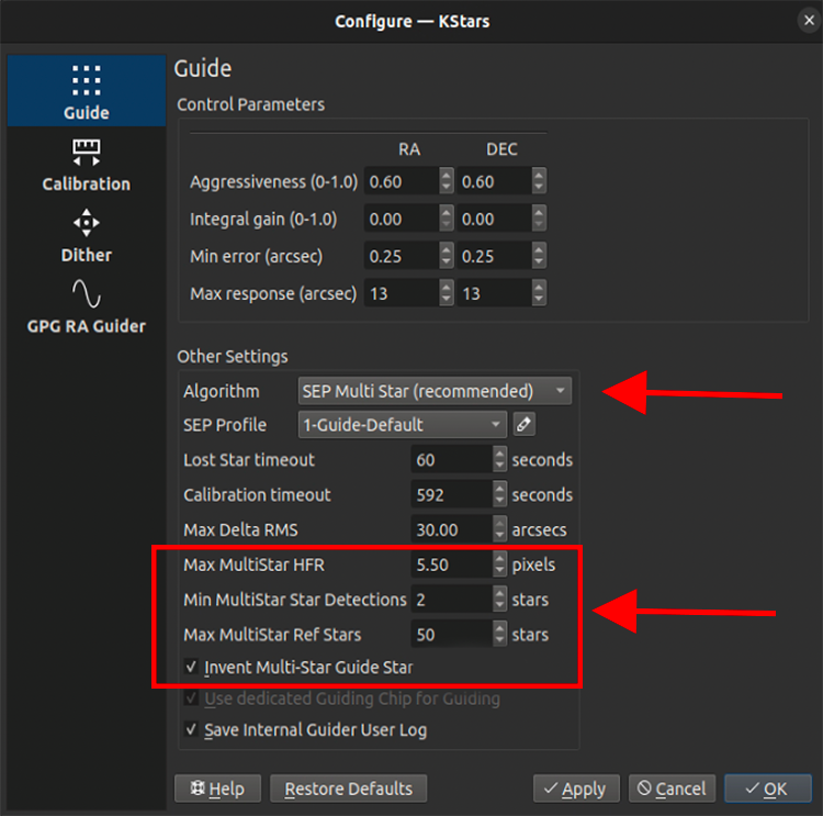 Guidage avec Multistar