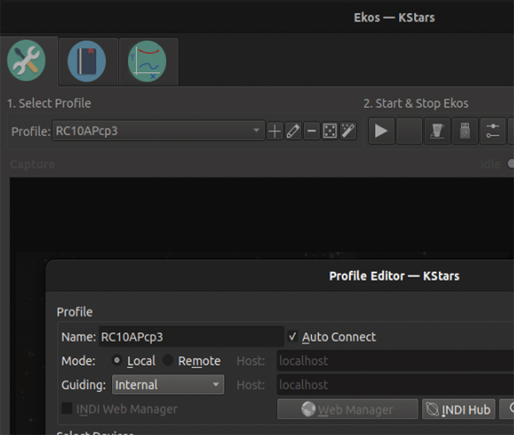 Ekos Profile Guider Selection