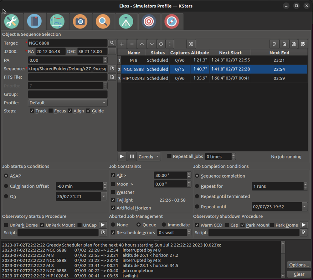 Ekos Scheduler Module