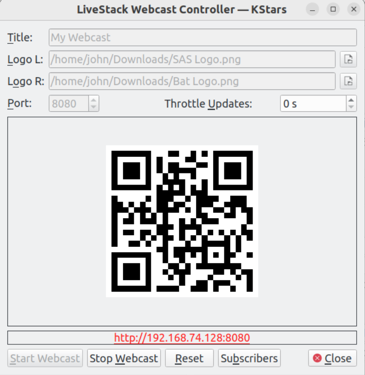 FITS Viewer Live Stacker Webcast