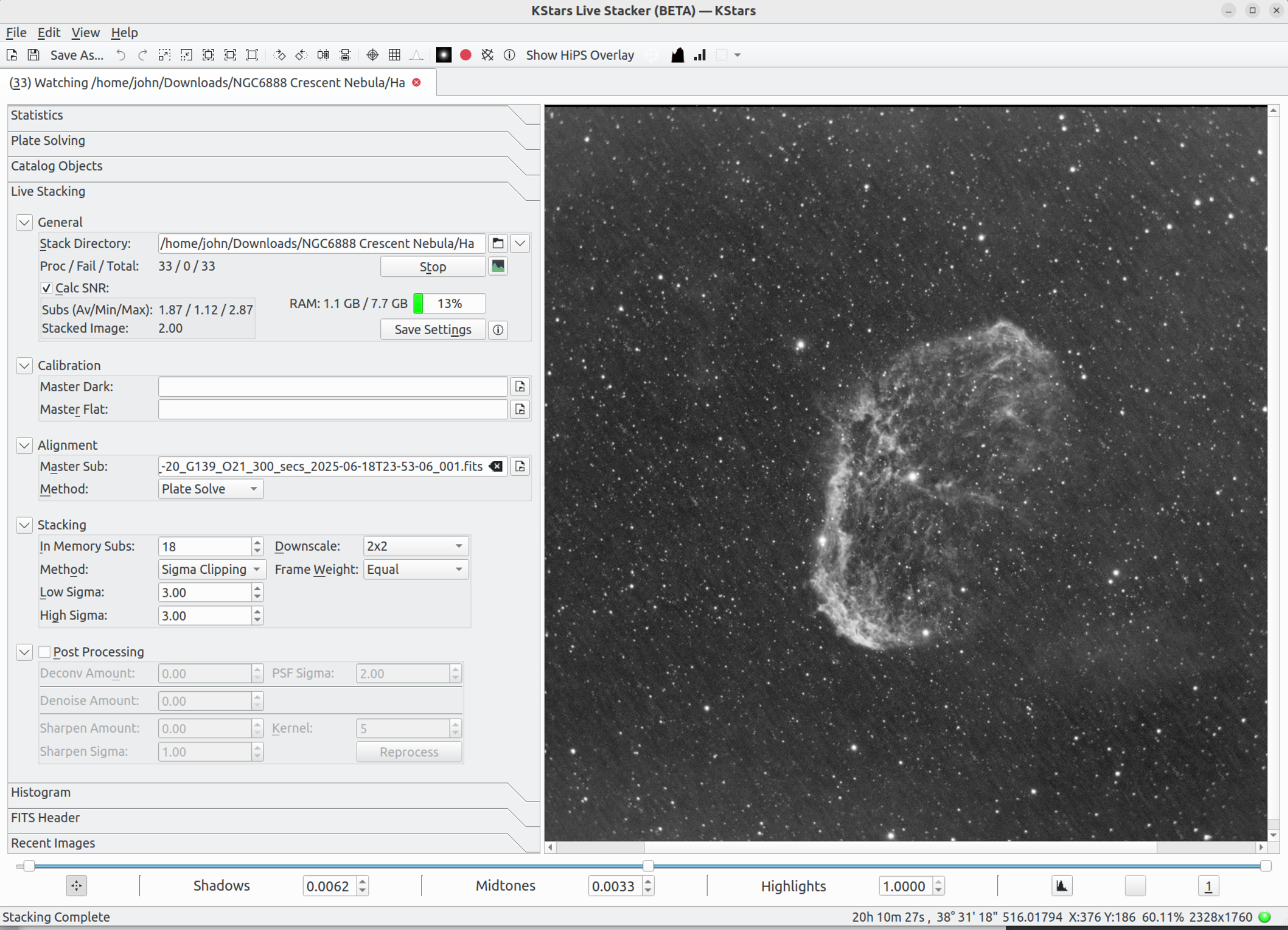 FITS Viewer Live Stacker