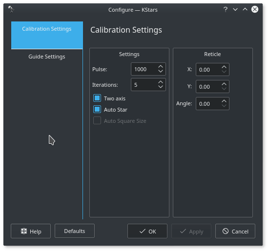 Calibration Settings