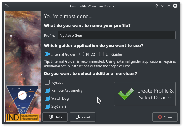The final page of Profile Wizard