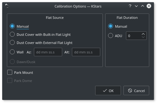 Calibration settings