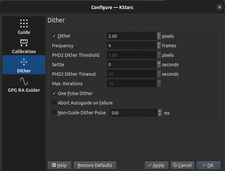 Dithering Settings