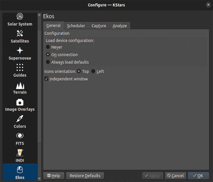 Ekos Window