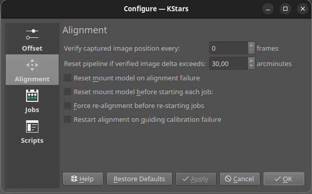 Scheduler Alignment Settings