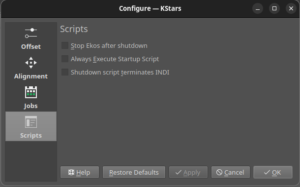 Scheduler Scripts Settings