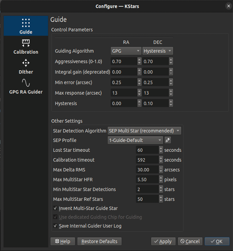 Guide Settings