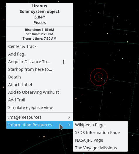 Popup Menu for Uranus